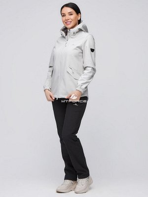 Женский осенний весенний костюм спортивный softshell светло-серого цвета 02014SS