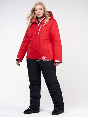 Женский зимний костюм горнолыжный большого размера красного цвета 021982Kr