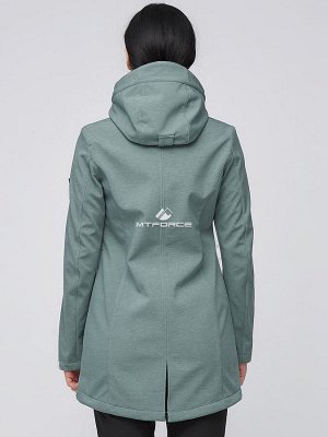 Женский осенний весенний костюм спортивный softshell зеленого цвета 02028Z