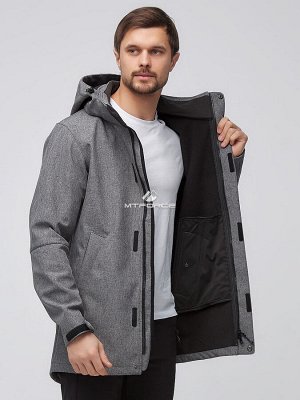 Мужской осенний весенний костюм спортивный softshell серого цвета 02010Sr