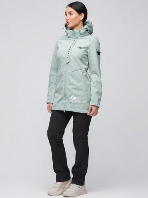 Женский осенний весенний костюм спортивный softshell салатового цвета 02021Sl