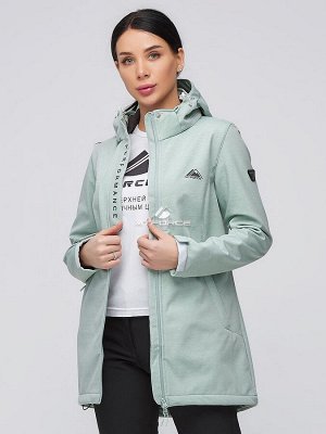 Женский осенний весенний костюм спортивный softshell салатового цвета 02021Sl