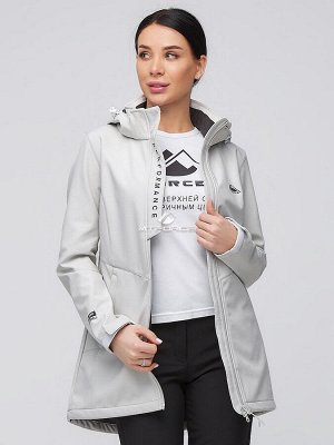 Женский осенний весенний костюм спортивный softshell светло-серого цвета 02021SS