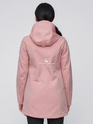 Женский осенний весенний костюм спортивный softshell персикового цвета 02021P