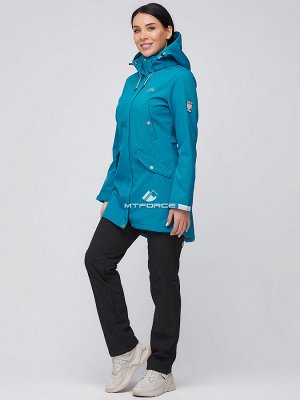 Женский осенний весенний костюм спортивный softshell бирюзового цвета 02026Br