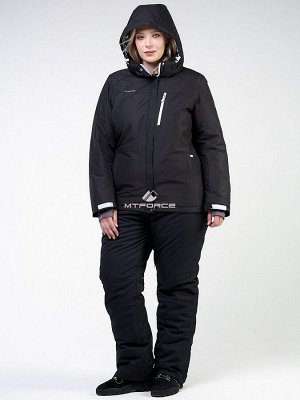 Женский зимний костюм горнолыжный большого размера черного цвета 011982Ch