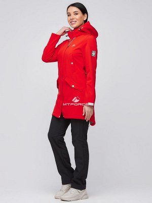 Женский осенний весенний костюм спортивный softshell красного цвета 02026Kr