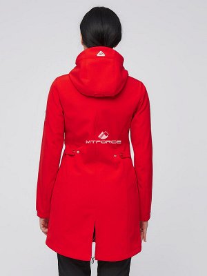 Женский осенний весенний костюм спортивный softshell красного цвета 02026Kr