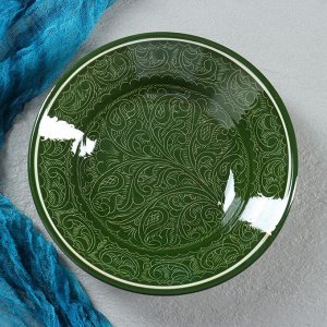 Тарелка глубокая Риштанская Керамика 20см зеленая