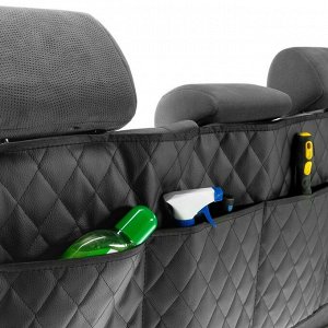 Органайзер на спинку сидения в багажник, экокожа, ромб, черный, размер 95х40 см