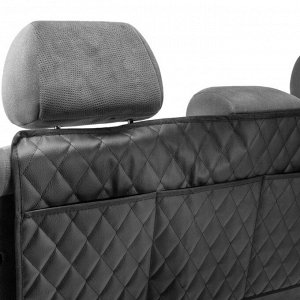 Органайзер на спинку сидения в багажник, экокожа, ромб, черный, размер 95х40 см