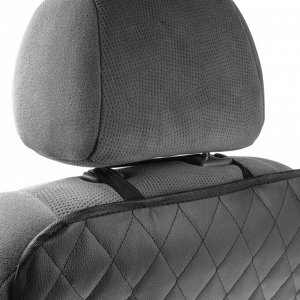 Накидка-незапинайка на спинку сидения, с карманом, экокожа, ромб, серый, размер: 60х40 см
