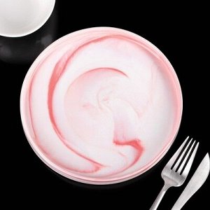 Тарелка глубокая "Мрамор" 18,5 см, цвет розовый