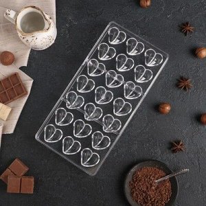 Форма для шоколада 21 ячейки "Сердца" 28x14x2,5 см