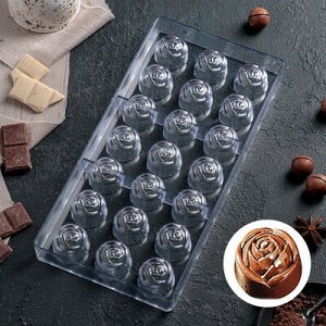 Форма для шоколада 21 ячейка "Роза" 27,5x13,5x3 см