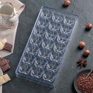 Форма для шоколада 21 ячейка "Бабочки" 28х14х2,5 см
