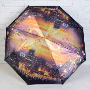 Зонт полуавтоматический «Города», 3 сложения, 8 спиц, R = 48 см, цвет МИКС
