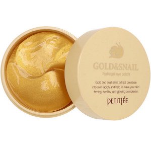 Petitfee Gold & Snail Hydrogel Eye Patch Высокоэффективные Гидрогелевые патчи с муцином улитки и коллоидным золотом