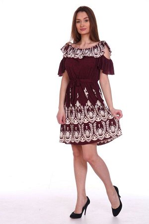 Платье Ришелье вишневое (М-574)