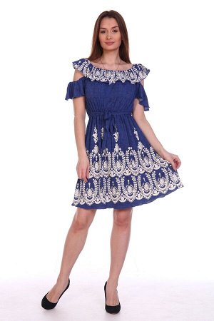 Платье Ришелье синее (М-574)