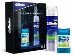 Подарочный набор GILLETTE Гелевый дезод А/П PwrBeads PwrRush 75мл + TGS ПенаД/бритья SenSkin (д/чув кожи) с алоэ 250мл