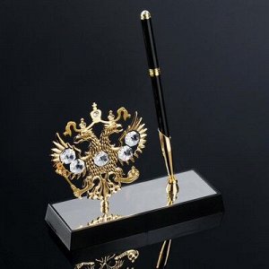 Ручка на подставке «Герб России», 16?6?20 см, с кристаллами Сваровски
