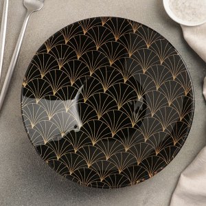 Салатник Доляна «Золотое перо», d=22,5 см, цвет чёрный