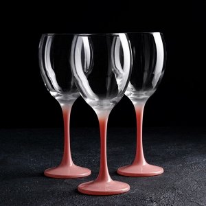 Набор бокалов для вина 3 шт «Венью», 340 мл, 7,1?20,5 см, цвет розовое золото