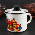Кружка 1 л с нос. с крышк. деколь МИКС (белая)