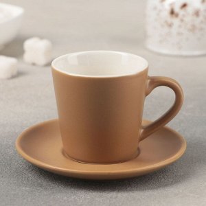 Кофейная пара «Стелла», чашка 90 мл, блюдце 11,2 см, цвет коричневый