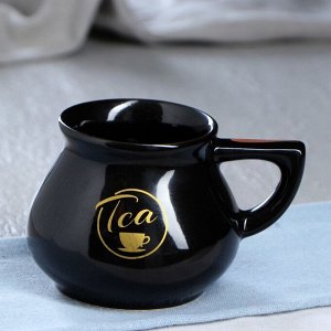 Чашка "Инжир", чёрная, золотая деколь чай, 0.3 л, микс