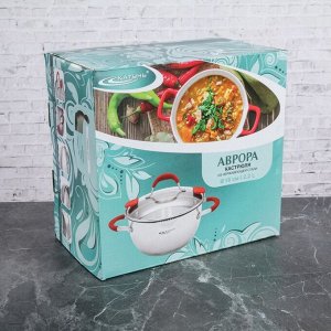 Кастрюля «Аврора», 2,2 л, d=18 см, капсульное дно, стеклянная крышка