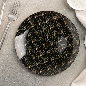Тарелка пирожковая Доляна «Золотое перо», d=17,5 см, цвет чёрный