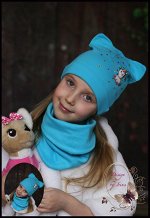 Шапка-кошка бирюзовая «Единорог меломан»