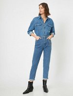 Джинсы MOM light indigo с цепочкой в комплекте