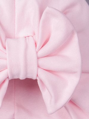 Чалма трикотажная для девочки с бантом на завязках, светло-розовый