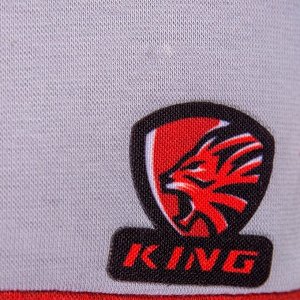 Набор: Шапка и снуд, двойной трикотаж, надпись King, серый с красным кантом