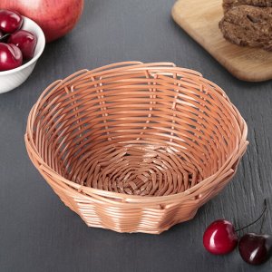Корзинка для фруктов и хлеба Доляна «Плетёнка», 17?7 см, цвет коричневый