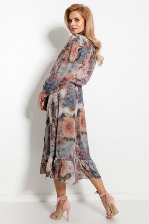 Комплект Fobya f913 цветочный беж (юбка+блузка)