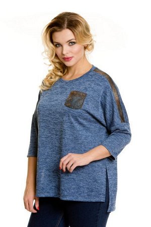 Пуловер 708 синий меланж