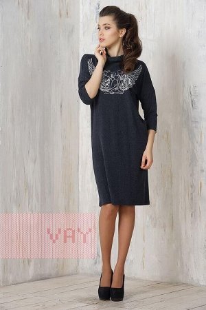 Новое Платье женское 3257 трикотажное, р. 46, темно-синее, распродажа