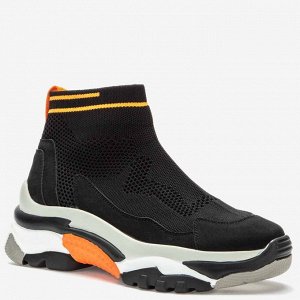 807509/02-02 черный/оранжевый текстиль женские ботинки