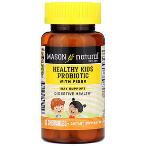 Mason Natural, Здоровые дети Пробиотик с клетчаткой, 60 жевательных таб.