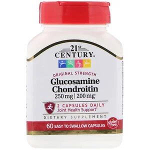 21st Century, Глюкозамин — 250 мг, хондротин — 200 мг, оригинальная формула, 60 капсул