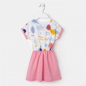 Платье для девочки KAFTAN "Safari" р.30 (98-104), розовый/белый