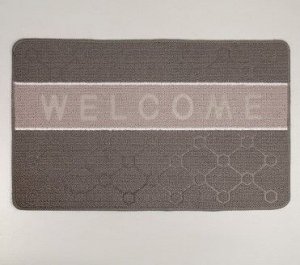 Коврик Коврик придверный «Welcome молекула», 48?78 см, цвет серый