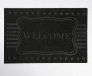 Коврик Коврик придверный без окантовки «Welcome звёздочки», 40?60 см, цвет чёрный