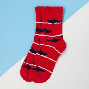 Носки детские KAFTAN «Акулы», размер 16-18, цвет красный