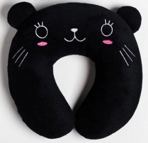 Подушка Детская подушка для путешествий "Котик", цвет черный/6,5 см ? 22 см ? 23,5 см