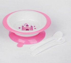 Набор Набор детской посуды «Принцесса», 3 предмета: тарелка на присоске 200 мл, ложка, вилка, от 5 мес.